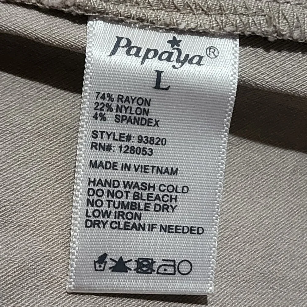 NWOT Papaya Open Front Stetchy Fitted Blazer Size Lg Juniors Beige Button Career